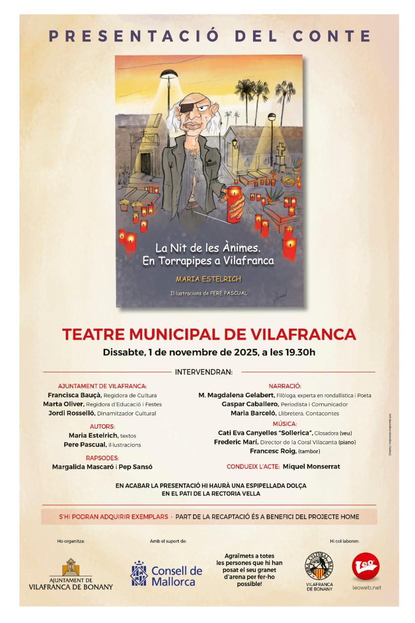 Presentació a Vilafranca del conte ‘La Nit de les Ànimes. En Torrapipes a Vilafranca’ de Maria Estelrich amb il·lustracions de Pere Pascual