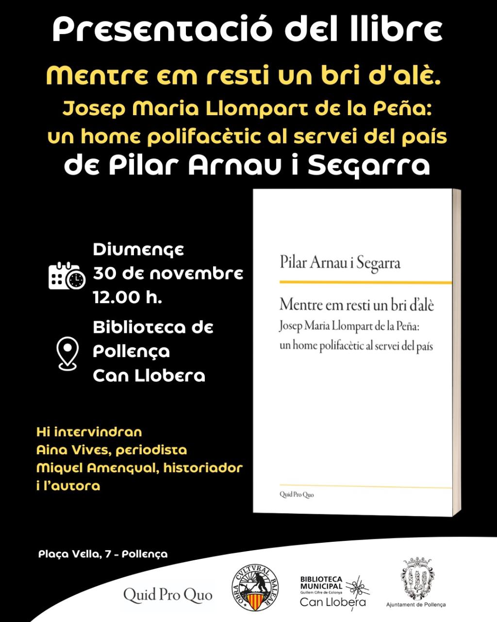 Presentació de ‘Mentre em resti un bri d’alè’ de Pilar Arnau a Can Llobera