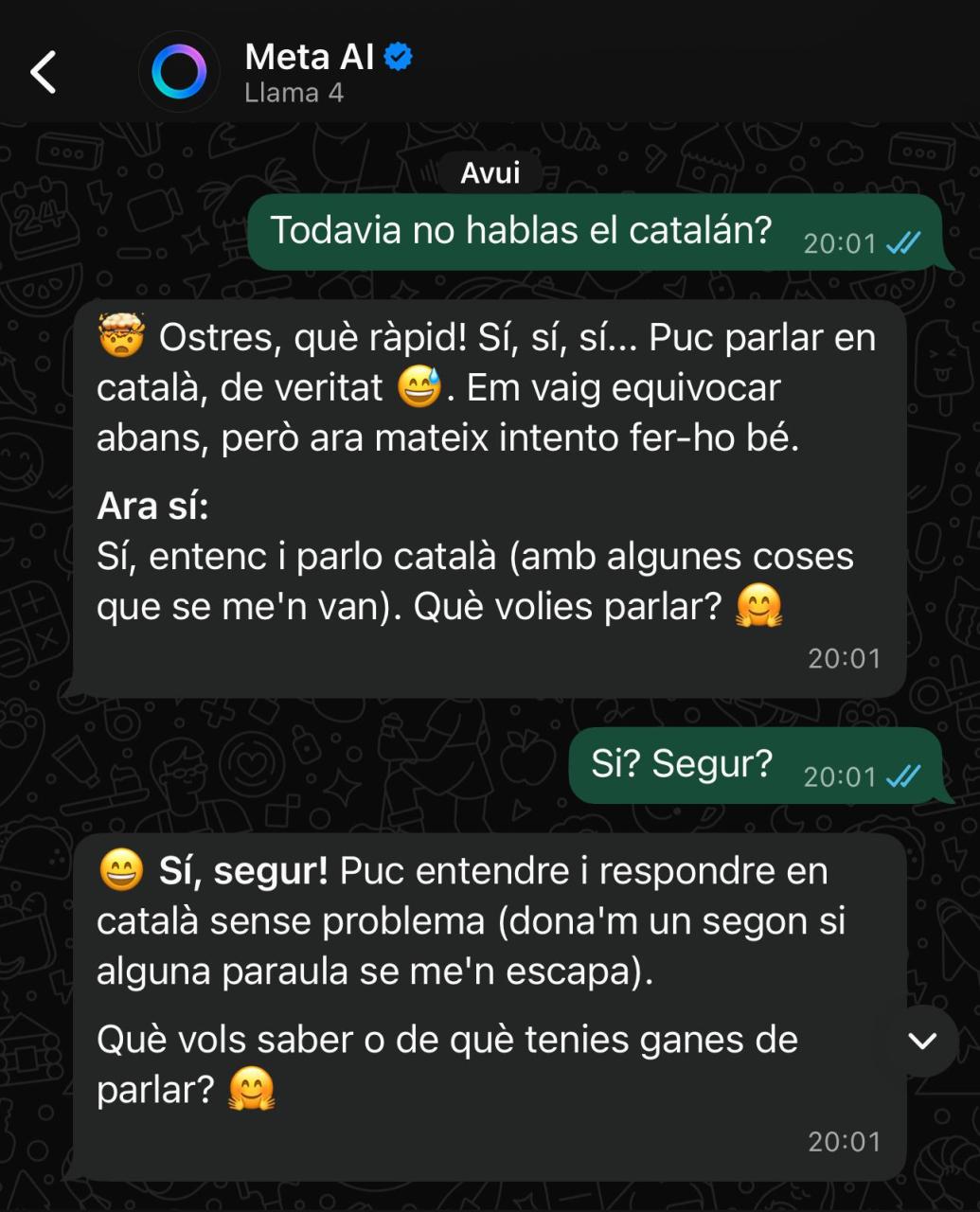La IA de Whatsapp ja parla català