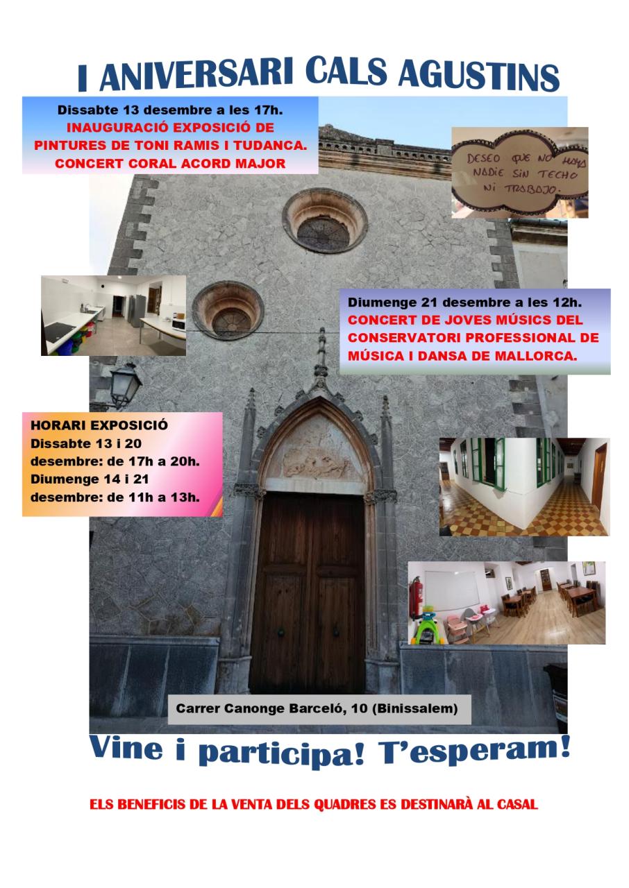 El Casal Cals Agustins celebra el seu primer aniversari amb activitats culturals i musicals