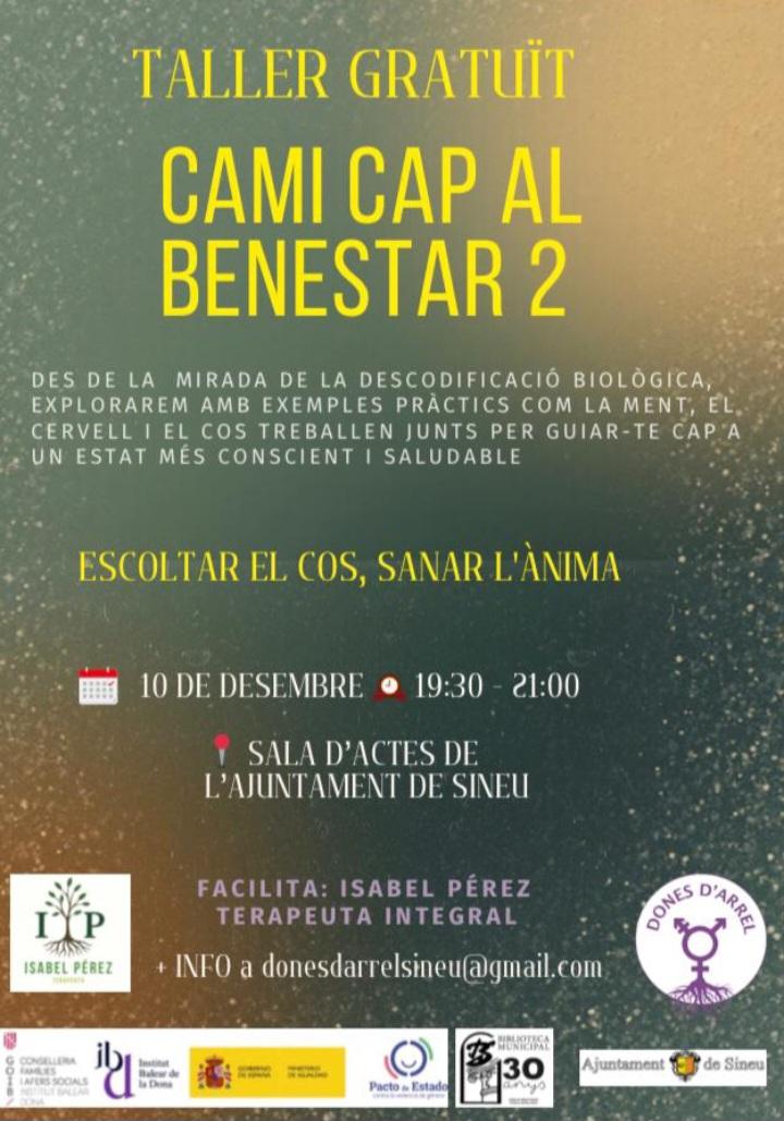 ‘Camí cap al benestar 2’, taller gratuït a la sala d’actes de l’Ajuntament de Sineu