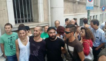 Els quatre Encausats de Bunyola pocs minuts abans d'entrar al judici aquest dimarts