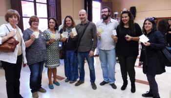 Verger, en el centre de la imatge, durant les votacions realitzades aquest dissabte. 