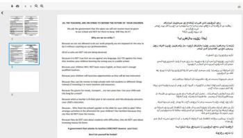 Imatge del fulletó escrit en anglès i àrab.