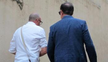 El fiscal Miguel Ángel Subirán i el jutge Manuel Penalva surten del Jutjat.