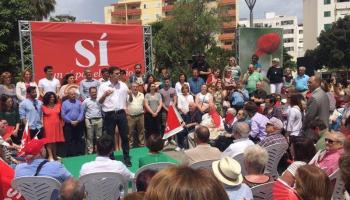 Sánchez durant la trobada celebrada a Eivissa aquest dissabte.