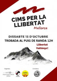 Mallorca s’agermana a la iniciativa `Cims per la Llibertat´aquest dissabte a Randa