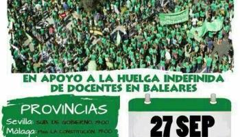 Cartell que anuncia les protestes a favor dels docents.