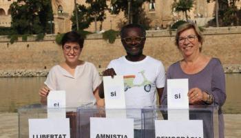 Gomila, Balboa i Thomàs durant l'acte celebrat aquest dissabte.