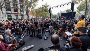 Imatge de la concentració d'aquest dissabte de Tsunami Democràtic.