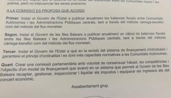 El Parlament instarà l'Estat a publicar anualment les balances fiscals entre les comunitats i l'administració