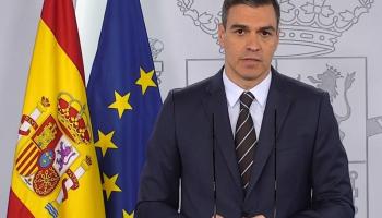 Pedro Sánchez, president del Govern espanyol, durant la seva roda de premsa a la Moncloa.