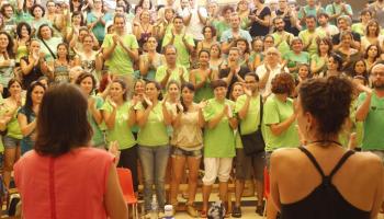 Els mestres i professors d'Eivissa durant l'assemblea celebrada dissabte.