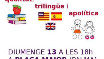 Amb aquest cartell es crida a una concentració a favor de l'ensenyament trilingüe i contrari al pancatalanisme que ha intoxicat l'escola, segons 'Jo som salat'.