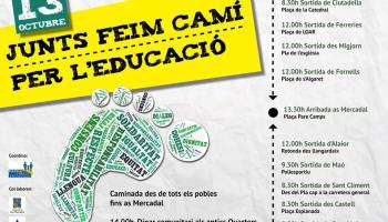 Cartell informatiu de la marxa a favor de l'ensenyament a Menorca.