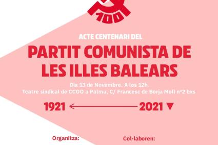 El Partit Comunista de les Illes Balears celebra el centenari amb un acte en què repassarà la història i plantejarà el futur de l'organització