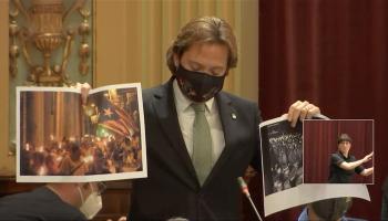Jorge Campos (Vox) exhibeix al Parlament fotos falses per intentar desprestigiar l'OCB