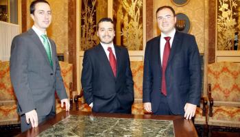 Alejandro Sanz -dreta-, acompanyat d'altres joves diputats del PP en una imatge d'arxiu.