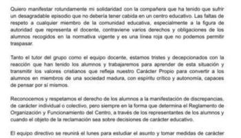 Director tècnic de Secundària de La Salle: Alguns alumnes «han coaccionat una companya que sí que ha fet intent d'obeir la professora»