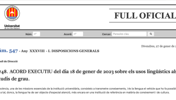 La UIB es proposa garantir un mínim del 35% de la docència en català als estudis en què el castellà predomina