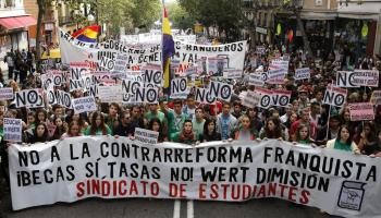 Manifestació d'estudiants a Madrid per criticar les polítiques educatives del govern de Rajoy.