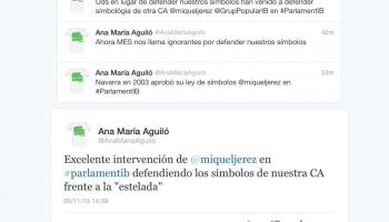Imatge del tweet que ha fet la diputada durant el ple. 