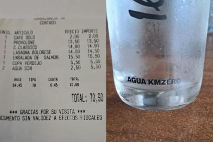 Denuncien que restaurants de Mallorca cobren 2,50 euros per aigua de l'aixeta venuda com «de quilòmetre 0»