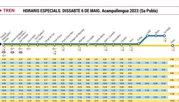 Reforços i serveis especials de tren amb motiu de l'Acampallengua 2023