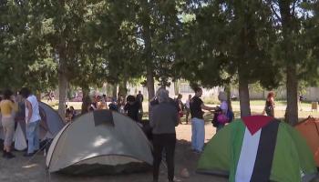 Primera jornada d'acampada en favor de Palestina a la UIB