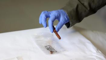 Ploma estilogràfica exhumada a la fossa d'Aurora Picornell.
Isaac Buj - Europa Press