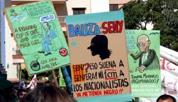 Cartell de protesta davant la Conselleria d'Educació a Palma.