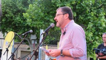 Antoni Llabrés, president de l'OCB, durant el seu parlament a la Diada per la Llengua.