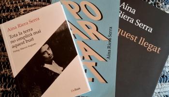 Portades dels dos darrers poemaris i de la novel·la curta d'Aina Riera.