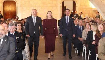 Rodríguez, Prohens i Galmés durant l'acte institucional per commemorar la Constitució espanyola.