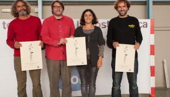 Bernat Fiol, de Gadma, Albert Travesset i Maria Goñi, de RTVM, i Àlex Duran, de Som Energia.