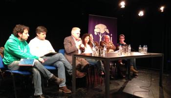 El participants a la taula rodona celebrada al Teatre de Manacor, aquest dimarts nit. 