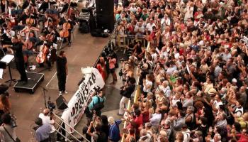 Imatge d'un dels concerts reivindicatius de l'Orquestra Simfònica en l'anterior aturada.