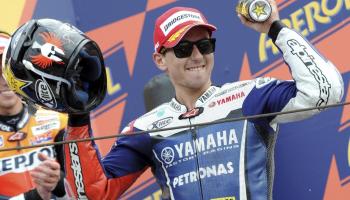 El corredor mallorquí Jorge Lorenzo estava exultant al podi del Gran Premi de San Marino. Foto: Ettore Ferrari. Efe