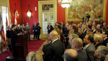 Margalida Durán, presidenta del Parlament de les Illes Balears, durant el seu discurs amb motiu del dia de la comunitat autònoma. 