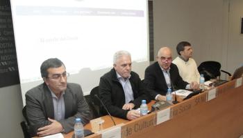 D'esquerra a dreta: Morante (Adesma), Alemany (Escola Catòlica), Perelló (Cercle d'Economia) i Ribas (FAPA). 