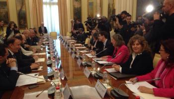 Camps a la Sectorial d'Educació al Ministeri espanyol, aquest dijous. 