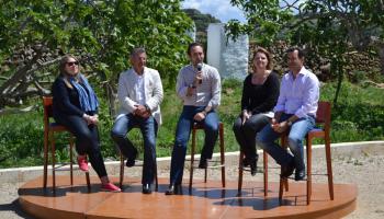 Herranz, Tadeo, Bauzá, Estaràs i Company durant l'acte de campanya el PP a Menorca. 