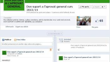La comunitat de Facebook 'Don suport a l'aprovat general curs 2013/14' difon el manifest i la campanya per promoure aquesta mesura excepcional de protesta. 