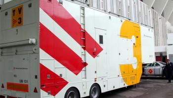 Una unitat mòvil de Televisió de Catalunya a Palma. 