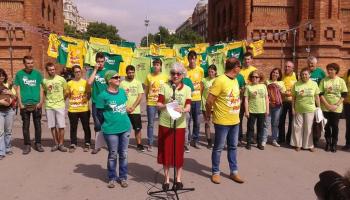 Roda de premsa d'aquest dijous a l'Arc de Triomf a Barcelona. 