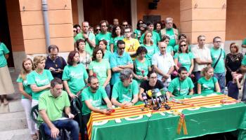 Roda de premsa del comitè de vaga de l'Assemblea de Docents davant el Parlament.