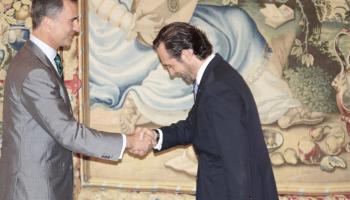 El cap de l'Executiu i el cap de l'Estat al Palau de l'Almudaina de Palma.