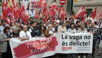 Acte de suport a una de les sindicalistes de Balears imputada per un suposat delicte contra els drets dels treballadors.