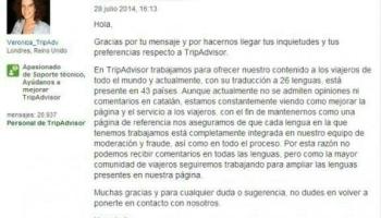 Imatge del missatge que ha rebut l'usuari que volia opinar en català. 