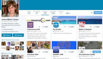 Imatge del Twitter de Camps i de la gent que ella segueix. 